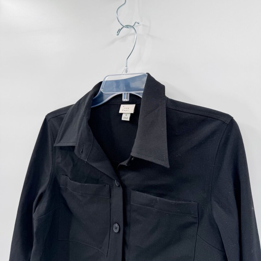 NEW A New Day Plain Weave Shirt Jacket - Black - Size Medium - Picture 5 of 9